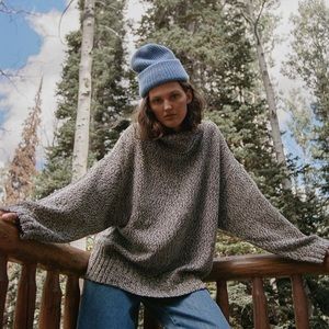 James Street Co. Salt & Pepper Merino Wool Oversized Turtleneck Sweater